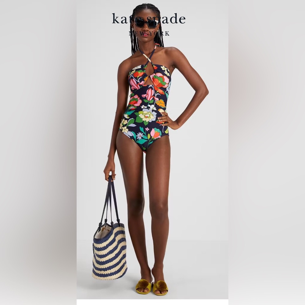 Kate Spade Floral One Piece Swimsuit - Black and Multicolor, Never Worn! No tags